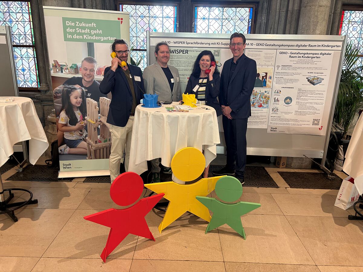 Das WISPER Projektteam (v.l.): Clemens Selzer (MA10), Georg Regal, Christine Wahlmüller-Schiller (beide AIT) und Christian Vogelauer (MA10)
